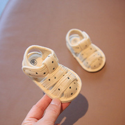 夏季1一岁宝宝凉鞋男3-6到12个月婴儿，鞋子婴幼儿步前软底学步鞋布