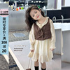 女童连衣裙2024春装韩版童装马甲外套洋气儿童公主裙子两件套