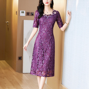 紫色礼服连衣裙女2024夏装高档刺绣平时可穿晚宴会洋气包臀裙