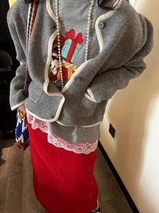韩系拼色羊毛针织单排扣开衫，女2024高级感气质，洋气百搭上衣潮