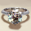 1克拉仿真钻石戒指女纯银925莫桑石指环(石指环)时尚个性网红男潮简约对戒