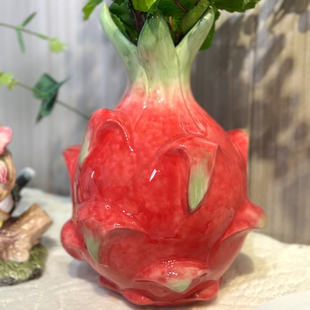 红红火火陶瓷花瓶摆件创意火龙果，摆件家用电视柜新房装饰工艺品