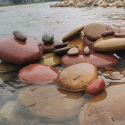 水族爬宠养乌龟晒台原生态鱼缸，造景天然溪流，小石头大原石摆件直播