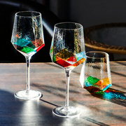 彩色钻石红酒杯套装家用高脚杯高颜值香槟，杯高级感水晶，白葡萄(白葡萄)酒杯