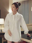 女士的法则许婕江疏影，同款白色衬衫女长袖，宽松时尚休闲中长款上衣