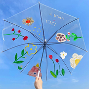 透明雨伞儿童手工diy幼儿园，绘画涂鸦伞暖场美术，美工创意伞