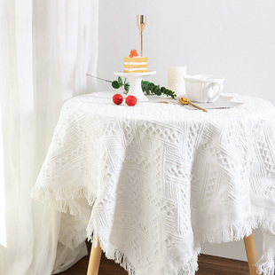 北欧茶几垫桌布ins风，白色床头柜布罩长方桌，圆桌台布防尘盖布桌垫