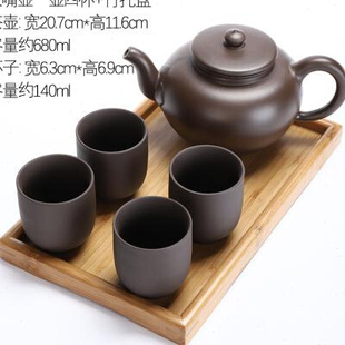 宜兴紫砂茶具大容量带滤内胆紫泥功夫泡茶器，茶碗长嘴壶超大号家用