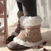 儿童冬季护腿加绒麻花袜套，保暖腿套宝宝，冬款护脚踝女童护膝堆堆袜