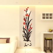 墨花创意水晶亚克力3d立体墙，贴画玄关客厅卧室电视背景墙贴纸装饰