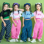 女童爵士舞服装儿童街舞潮服jazz露脐套装hiphop嘻哈短袖走秀潮牌