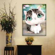 串彩珠子十字绣可爱动物卡通猫咪客厅卧室儿童房满绣套件壁画