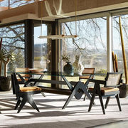 现代简约沙发椅设计师款单人皮艺轻奢酒店单椅实木极简创意售楼部