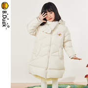 b.duck小黄鸭冬装女童，加厚中长款羽绒服，2023儿童学生保暖外套