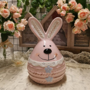 可爱陶瓷存钱罐情侣创意个性，动物生肖摆件，储蓄罐儿童生日蕾丝兔粉