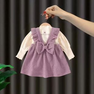 一周岁女宝宝洋气背带裙，两件套时尚幼儿春装，套装0-1-2-3岁多4衣服