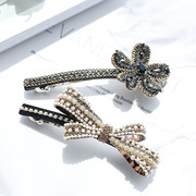 韩国手工钻饰珍珠，花朵蝴蝶结造型发饰顶夹金属，发夹kbj2798