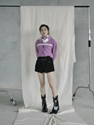 KIJUN 2022秋冬紫色短款开衫毛衣外套两片式短裙裤高级感小众设计