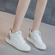 女鞋小白鞋2022秋季高帮厚底鞋子运动休闲鞋白色板鞋平底单鞋