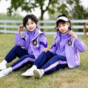 校服套装小学生秋冬装儿童，运动班服一六年级紫色，冲锋衣幼儿园园服