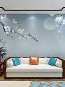 大气简约立体壁纸客厅卧室沙发装饰壁画中式古典花鸟床头背景墙布
