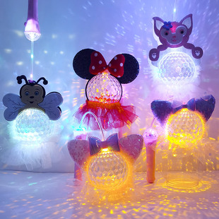 中秋节卡通灯笼儿童手提发光音乐满天星女孩，兔子熊猫玩具花灯礼物