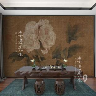 中式花鸟壁纸复古国风墙纸牡丹芙蓉卧室客厅定制壁画摄影拍照墙布