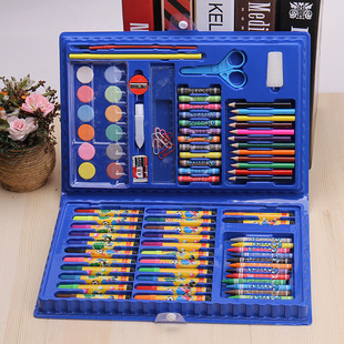 水彩笔套装绘画86件套，小学生美术工具蜡笔，彩色铅笔组合画笔礼盒装