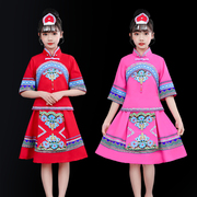 广西壮族三月三儿童女演出服装，少数民族男童六一幼儿园舞蹈表演服