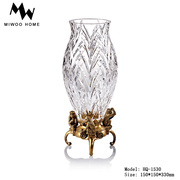 美式欧式奢华纯铜配水晶花瓶客厅家居装饰品花插花器高端客厅摆件