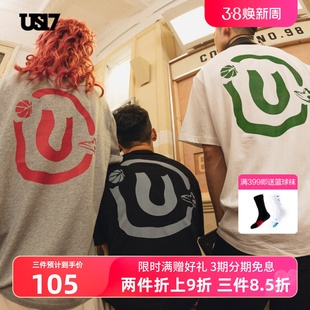 US17易建联同款环形U涂鸦短袖印花美式高街潮牌短袖街头宽松T恤