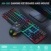 iMICE 有线游戏键盘悬浮键帽彩虹背光键盘鼠标套装AN-300