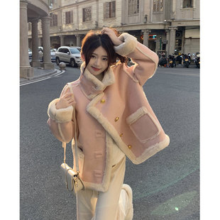 2-300斤大码女装韩系羊羔毛外套胖mm冬季设计感加绒加厚棉衣