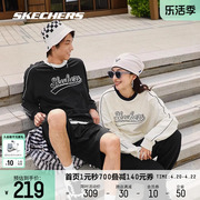 Skechers斯凯奇卫衣男女同款休闲运动上衣针织套头美式落肩情侣装