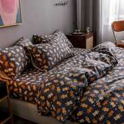 高档全棉四件套纯棉床上床品床单z北欧简约100被套1.8米床笠网