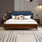新中式实木床1.8米轻奢北欧双人床现代简约1.5高箱储物软靠大婚床