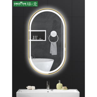 卫生洗手间镜子led浴室镜防雾厕所发光镜 理发店发廊带灯镜子壁挂