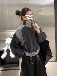 欧洲站2024春秋设计感洋气拼色短款防晒外套，欧货夹克棒球服女