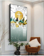 十字架玄关画晶瓷画客厅挂画铝合金框大幅画金属框晶瓷画
