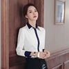 蓝白撞色衬衫女长袖修身职业气质垂感洋气商务设计感小众衬衣