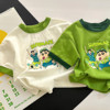 儿童韩版童装绿色时髦洋气，纯棉t恤短袖，中小童宝宝卡通印花潮