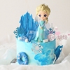 大号蓝色公主蛋糕装饰摆件长裙，冰雪女孩生日，甜品台烘焙插牌