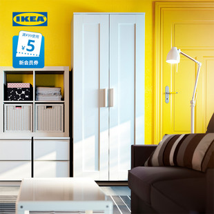 IKEA宜家BRIMNES百灵双门拉门衣柜家用卧室现代简约结实耐用