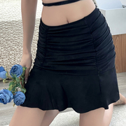 韩国百褶裙性感高腰三角女式比基尼裹裙黑色遮肚显瘦泳衣沙滩裙夏