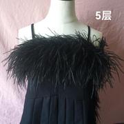 多层加密加粗鸵鸟羽毛条驼鸟毛条舞蹈服礼服时装diy手工服装辅料