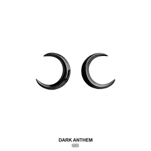 DARK ANTHEM重音/弦月月亮耳钉中性酷简约纯银个性精致男女款耳环