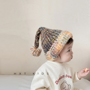 婴儿宝宝秋冬超萌可爱毛球套头针织帽儿童冬季保暖毛线圣诞帽子潮