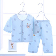 婴儿纱布衣服夏季幼儿宝宝短袖半袖套装纯棉夏装薄款
