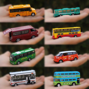 回。仿真合金汽车模型校园双层车旅游公交小宝宝，巴士儿童玩具客车