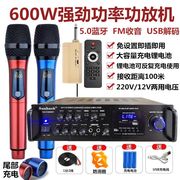 600W家用无线话筒功放一体机卡拉OK大功率会议蓝牙带USB功放机12V